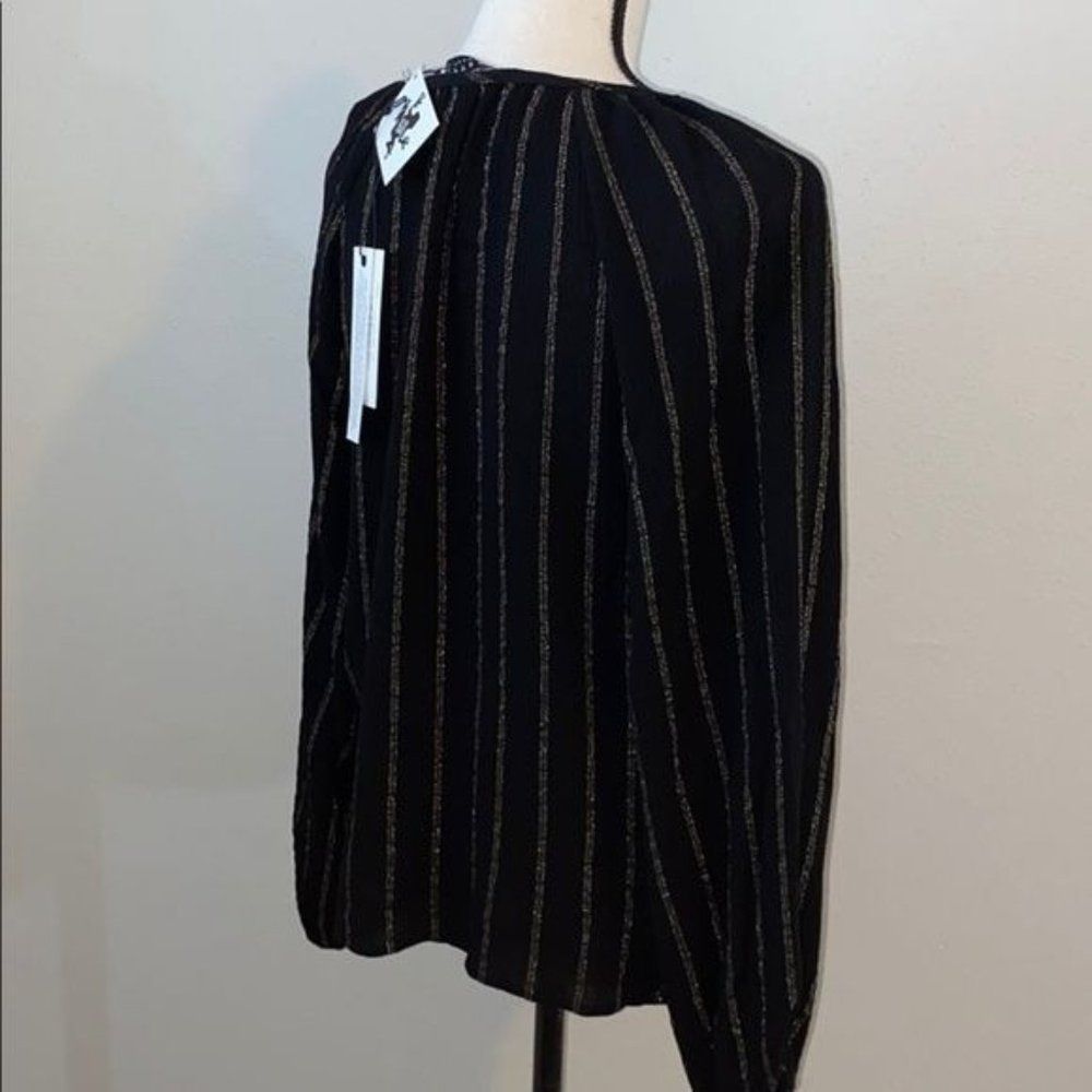 Maven West Black Blouse with Metallic Pinstripes - Picture 5 of 7